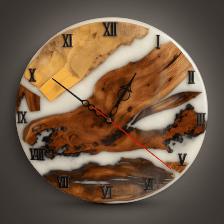 Reloj artesanal de madera y resina blanca – 40 cm